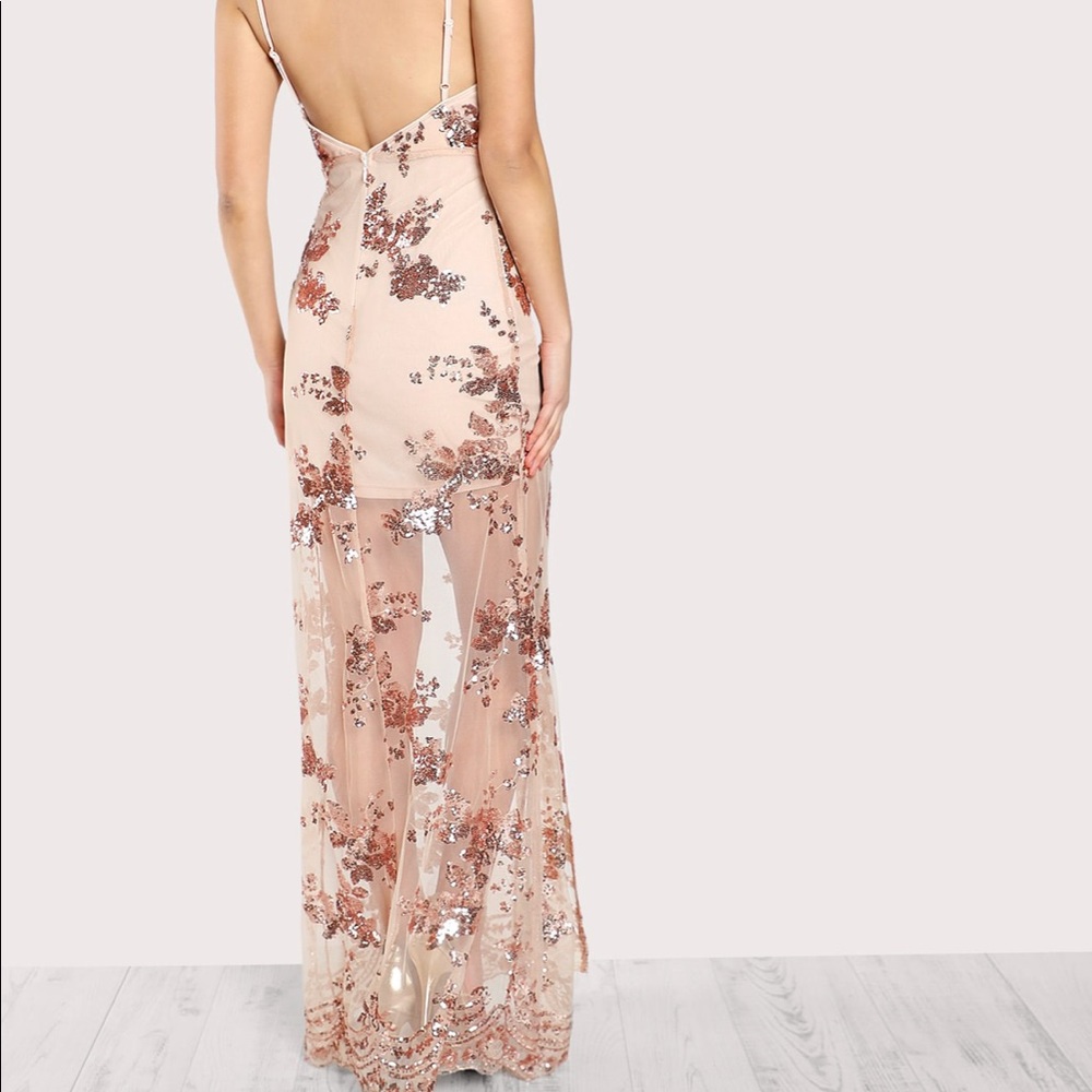 Sequin mesh maxi dress nude blush - Picture 6 of 6